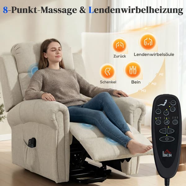 Massagestol med løfteassistent 87x87,5x108 cm beige