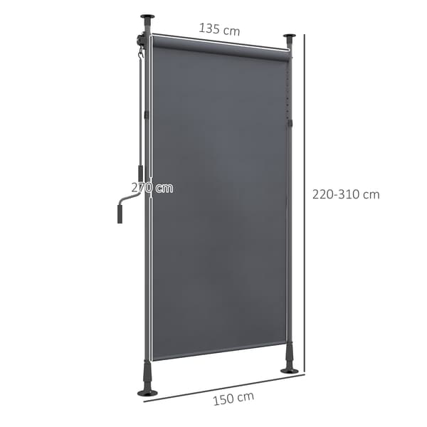 Vertikalmarkis, 150x220-310 cm, Mörkgrå