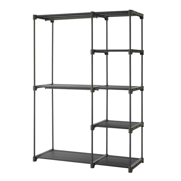 Garderobeskab 112x43x165 cm Sort Stof