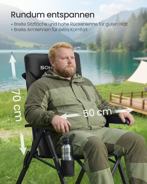 Retkituoli 70x60x110 cm Musta Teräs