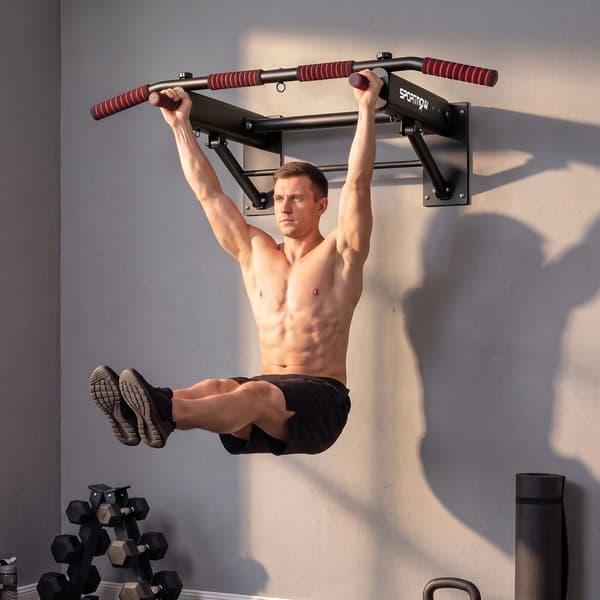 Hopfällbar Pull-up-stång med Halkfria Grepp, Väggmontering, Max 120 kg, 98 x 65 x 31 cm, Svart