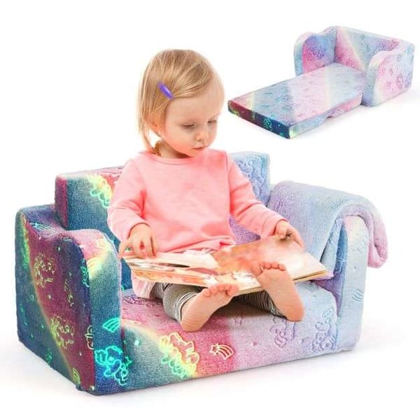 Børnesofa, 70x42x41 cm, Grå/Rosa , Star