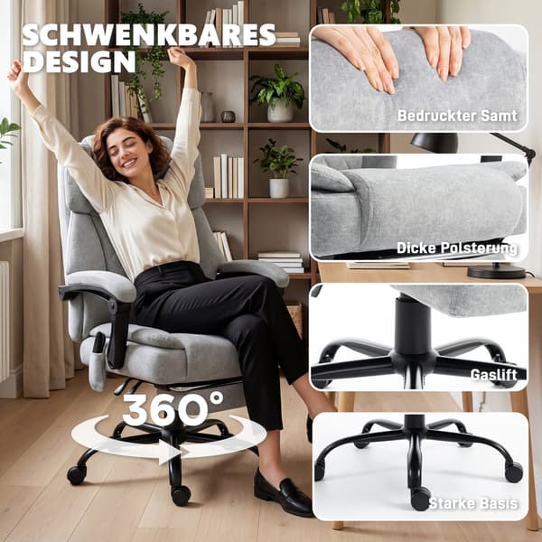 Kontorstol med høj ryg, massagefunktion, 69,5x77,5x118-126 cm, grå