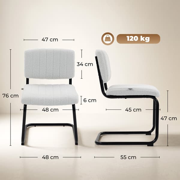 Spisestuestole Sæt med 2 48x55x76 cm creme