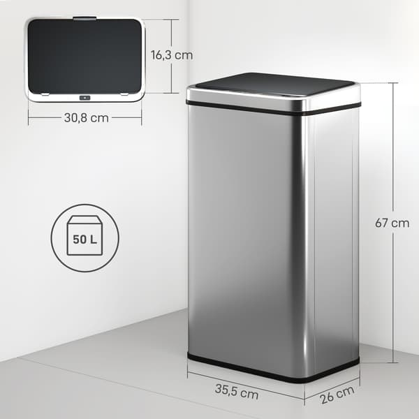 Sensor-soptunna 35,5x26x67 cm Silver Rostfritt stål
