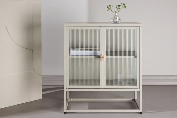 Opbevaringsskab Garis Beige Glas Stål