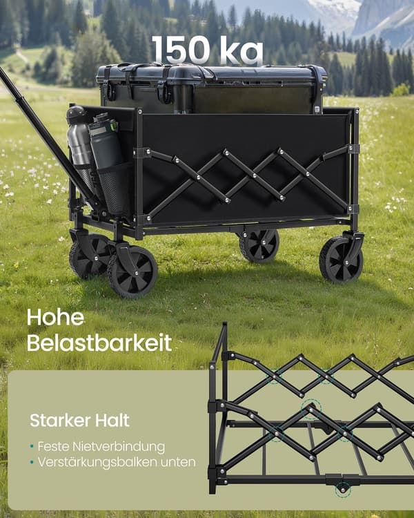 Sammenklappelig vogn 42x67x90,5 cm sort, stål