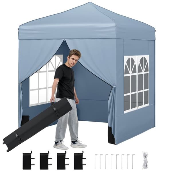 Pop-up telt med 4 sider, 6,5x6,5x7,8-8,4 ft grå