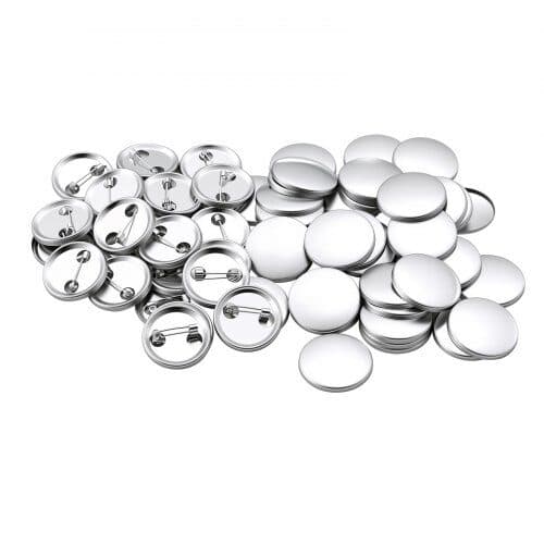 Knappdelar med nålfäste 200 set Ø58 mm silver/vit