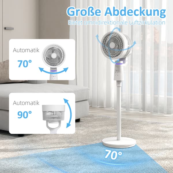 Gulvventilator 31x31x95 cm Hvid