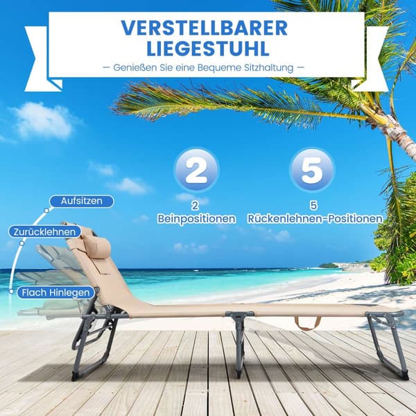 Foldbar solsengsstol, 194×61×36 cm, Blå , Star