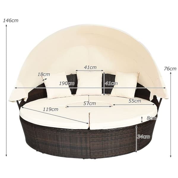 Udendørs Daybed, 192x177x146 cm, Sort, Beige , Star
