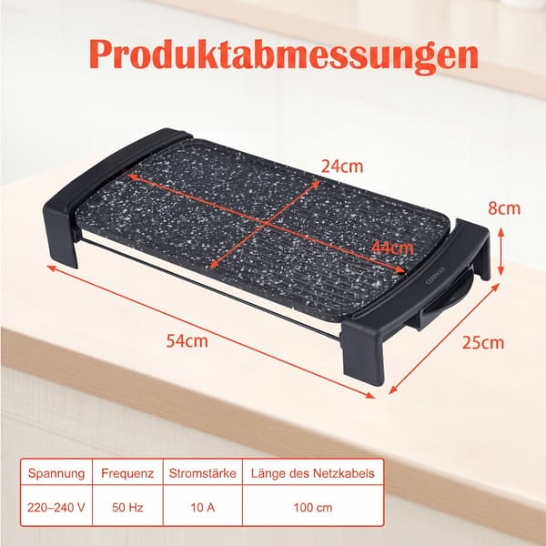 Elektrisk grill 54x25x8 cm sort