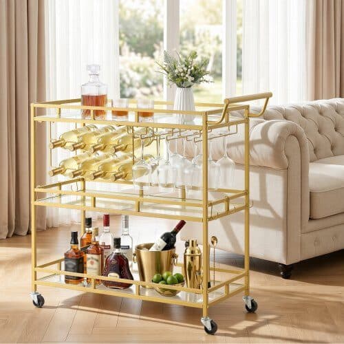 Barvogn 3 niveauer 88x38x89 cm guld