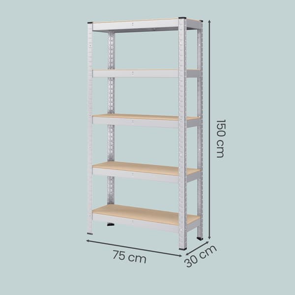 Tungt Hyllplan 30x75x150 cm Silverstål