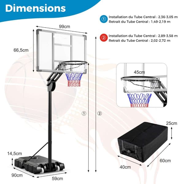 Basketballkurv, 99x66.5 cm, Sort , Star