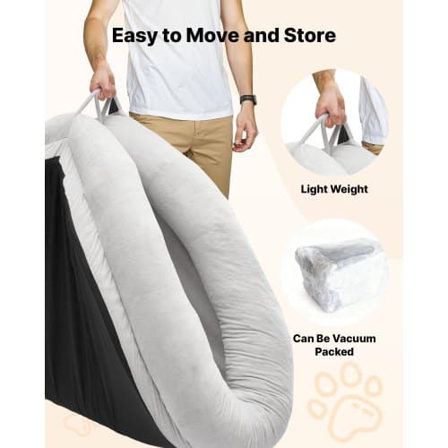 Hundbädd för människa, 178x120x24 cm, Grå, Memory Foam