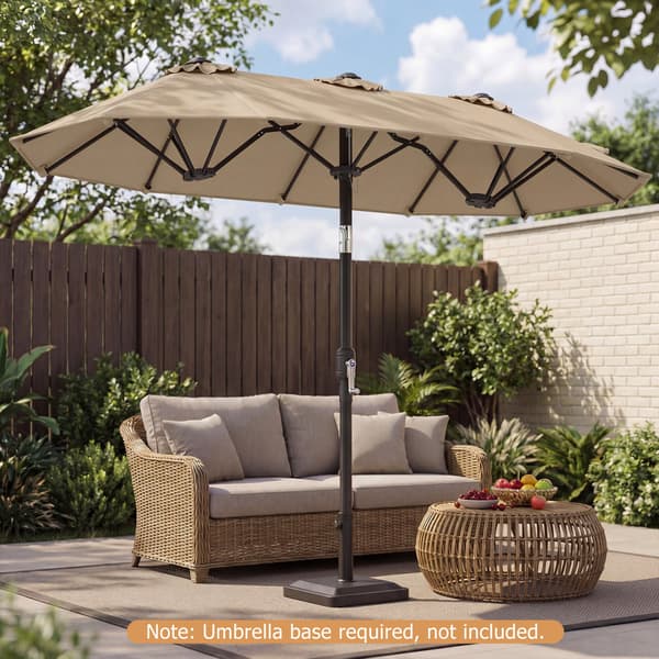 Uteparasoll 305x161x219 cm Brun Polyester Tyg