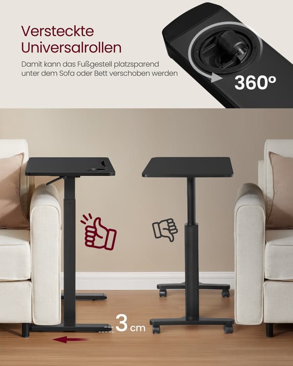 Sidebord 70x40x65-102 cm Svart, justerbart, mobilt