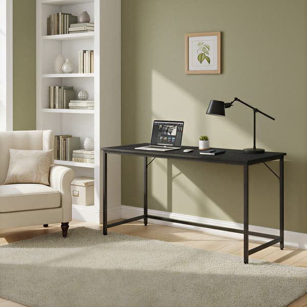 Skrivebord, 60x140x76 cm, Brun-Sort