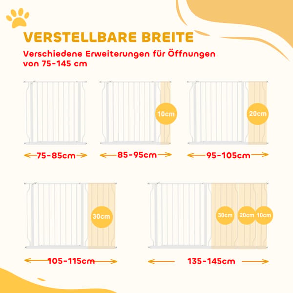 Hundegitter justerbart 75-145x76 cm hvid