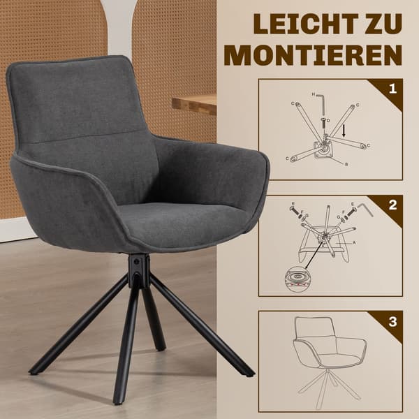 Matstol Set 64x67x87 cm Mörkgrå Metall