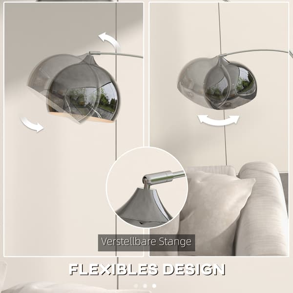 Arc gulvlampe 100-115x30x170-180 cm sølv/sort