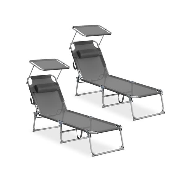 Solstol Sæt 189x53x28,5 cm Grå Foldbar
