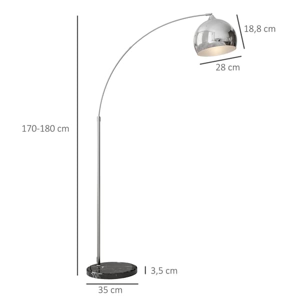 Arc gulvlampe 100-115x30x170-180 cm sølv/sort