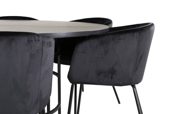 Spisebord og stol sæt Copenhagen 140x74 cm Sort