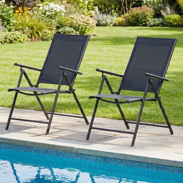 Terrasse klapstole 2 stk 79-100x57x80-100 cm sort