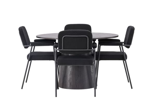 Spisebord og stol sæt Lanzo 120 cm brun og sort