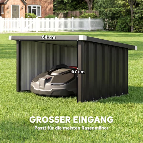 Robotgräsklippargarage, 108x86x62,5 cm, mörkgrå, stål