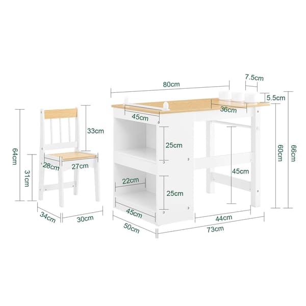 Barnbord och stolsset, 80x50x66 cm, vit, MDF