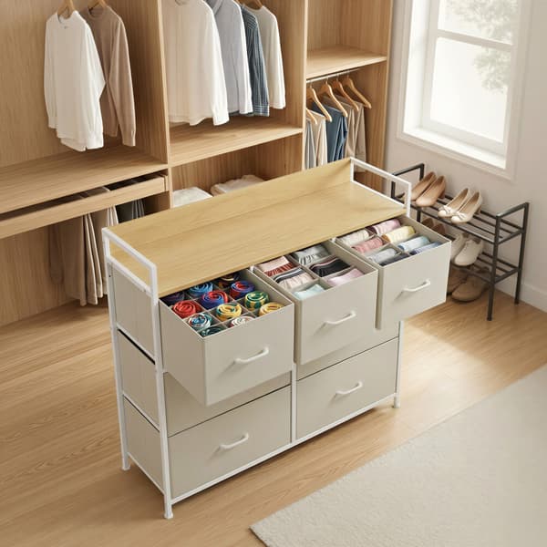 Kommode 7 stofskuffer 28,5x98x85 cm hvid