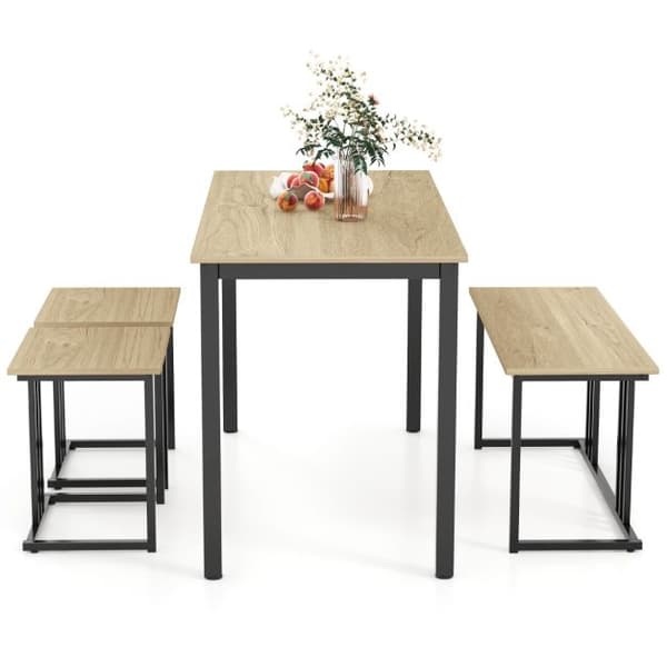 Spisebordssæt 4 dele 120x60x75 cm natur
