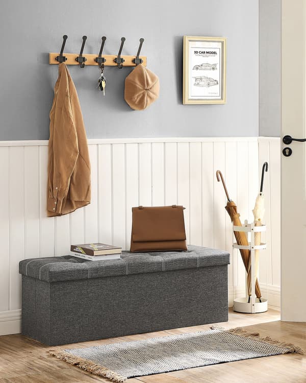Opbevaringspuf 110x38x38 cm Grå Foldbar