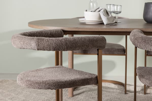 Spisebordssæt 180x90x75 cm Naturlig MDF Stål Polyester Siddepladser