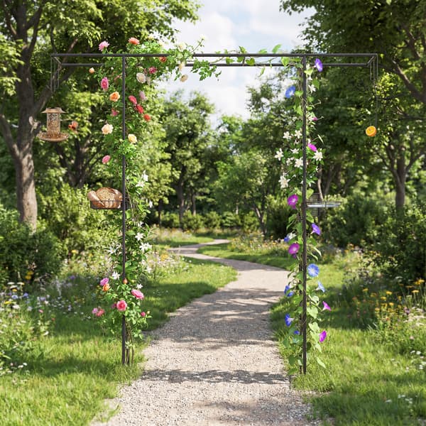 Havebue Espalier og Fuglefoderstation, 212x40x213 cm, Sort, Metal , Star
