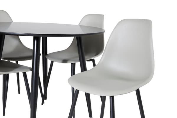 Spisebord og stol sæt Plaza 100x75 cm sort plastik