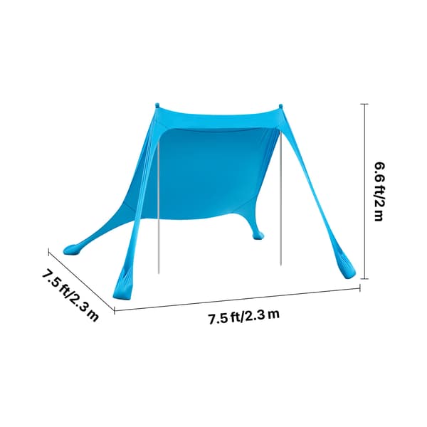 Strandtelt solskærm, 2,3x2,3x2 m, Blå