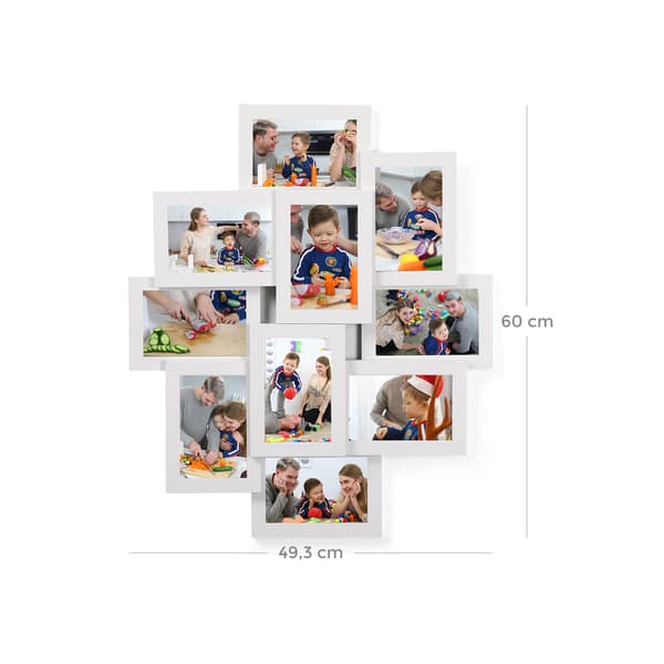 Fotoramkollage, 60x49,3x3,6 cm, Vit