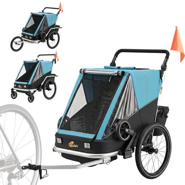 Barncykelvagn för 2, 155x82x102 cm, blå