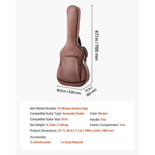 Akustisk gitarr hårt fodral 119,5x41 cm brun