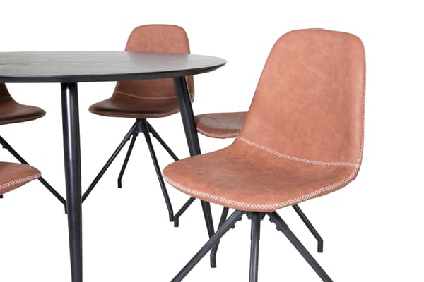 Spisebord og spisestol sæt 115 cm sort brun