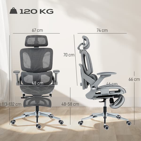 Ergonomisk kontorstol 67x74x113–132 cm grå