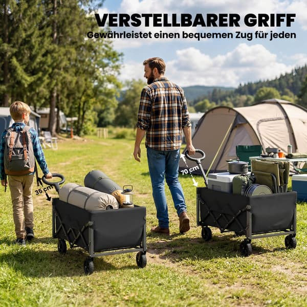 Sammenklappelig vogn 71x45x86 cm sort metal