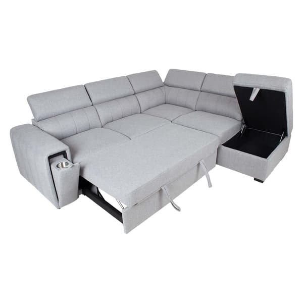 Hörnbäddsoffa ODELIA-2 256x218x99 cm Grå Förvaring
