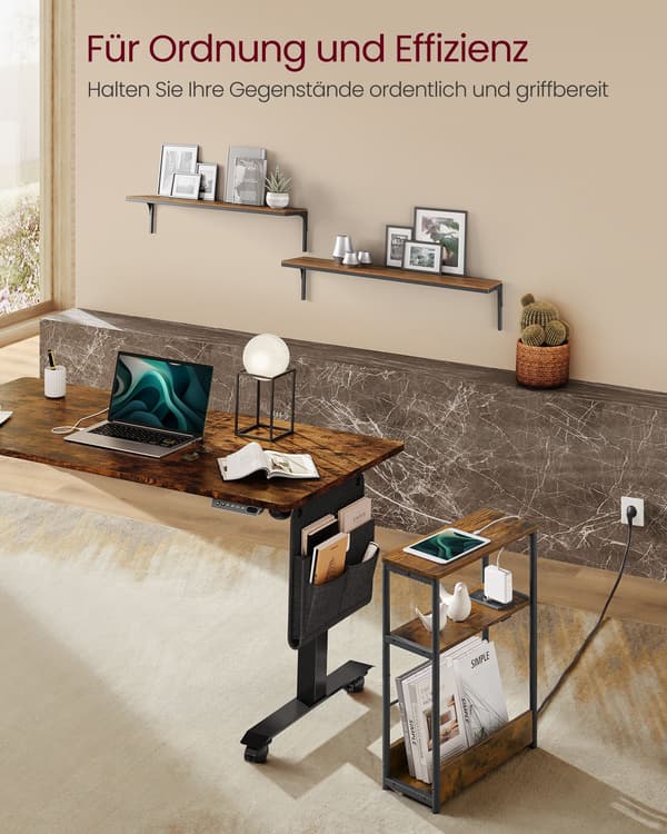 Sidebord 45x18x58 cm Brun Stål