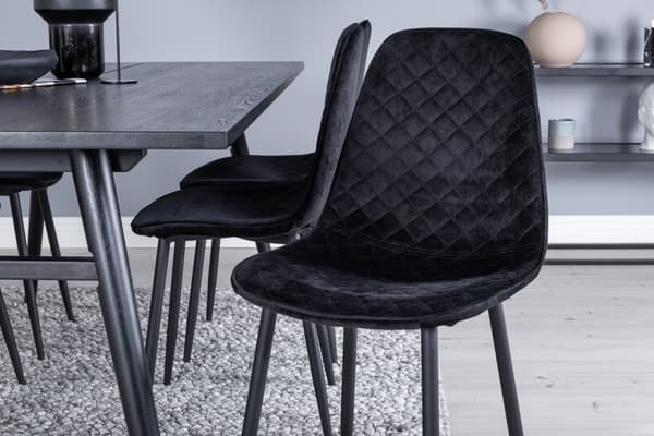 Spisebord og stole sæt 195x95 cm sort